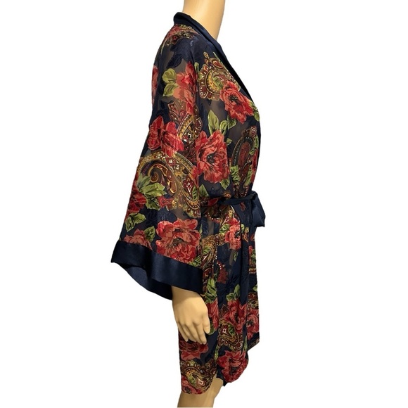 Victoria’s Secret Vintage Paisley Floral Gold Label Poly Chiffon Robe OSFA - Picture 3 of 9
